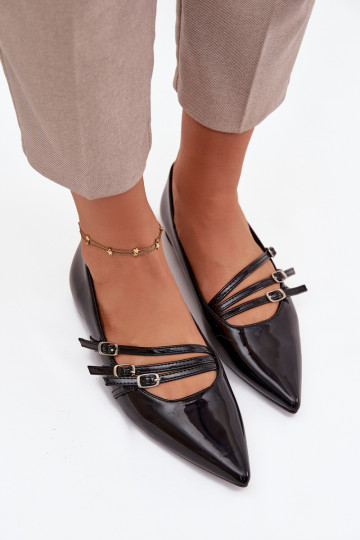 Ballerines vernies avec lanières couleur noire Palenna