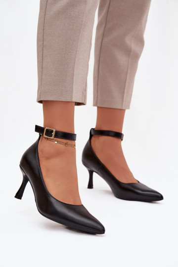 chaussures à talons hauts Chaussures avec des sangles couleur noire Perrine 2