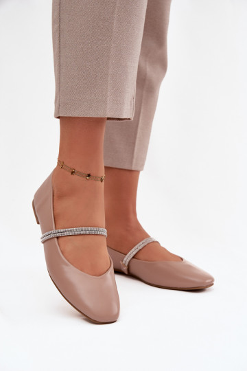 Ballerines féminines avec lanières brillantes couleur sable Ilirene