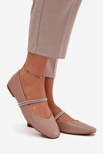 Ballerines féminines avec lanières brillantes couleur sable Ilirene 2