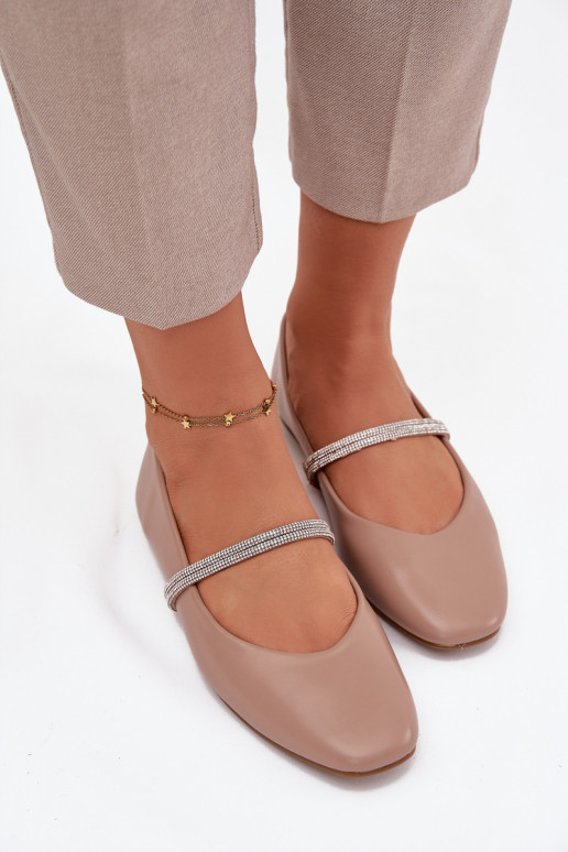 Ballerines FémininBłyszczącymi Paskami beige Ilirene