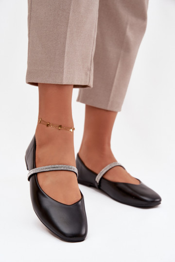 Ballerines FémininBłyszczącymi Paskami couleur noire Ilirene