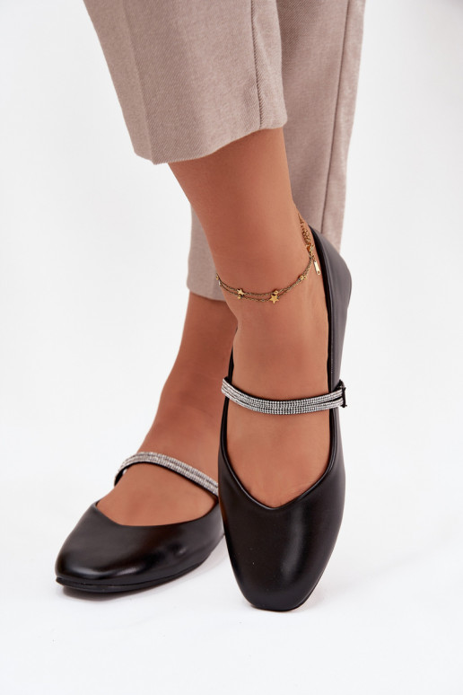 Ballerines FémininBłyszczącymi Paskami couleur noire Ilirene