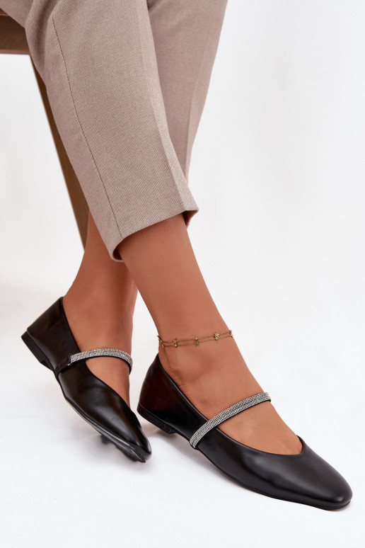 Ballerines FémininBłyszczącymi Paskami couleur noire Ilirene