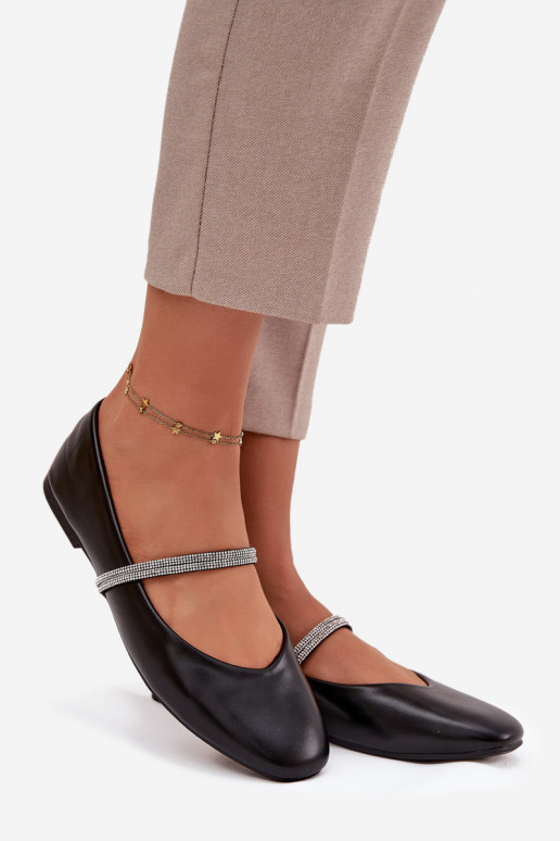 Ballerines FémininBłyszczącymi Paskami couleur noire Ilirene