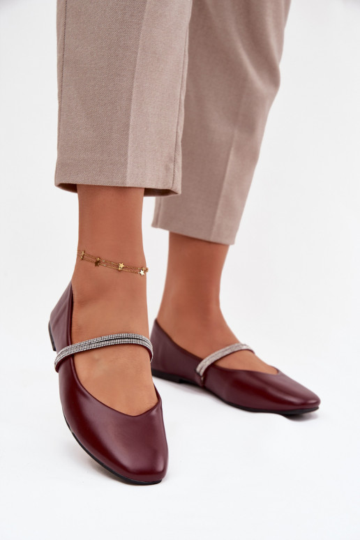 Ballerines FémininBłyszczącymi Paskami Bourgogne Ilirene