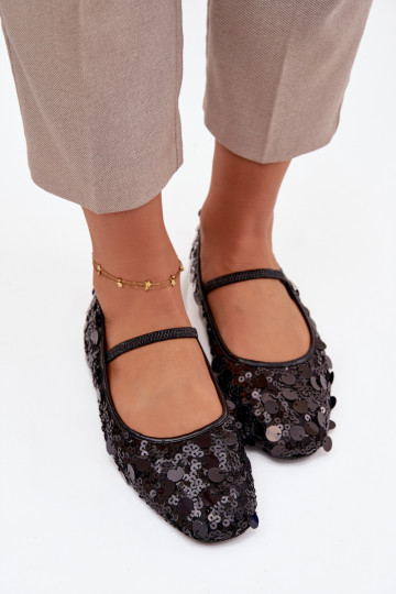 Ballerines ornées de sequins couleur noire Terlina