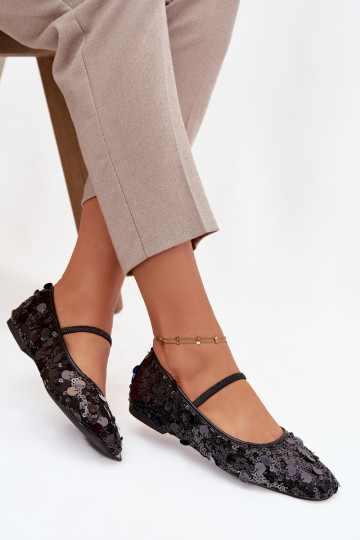 Ballerines ornées de sequins couleur noire Terlina 2