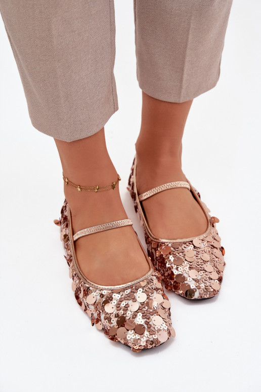 Ballerines Ozdobione Cekinami couleur rose Szampańskie Terlina