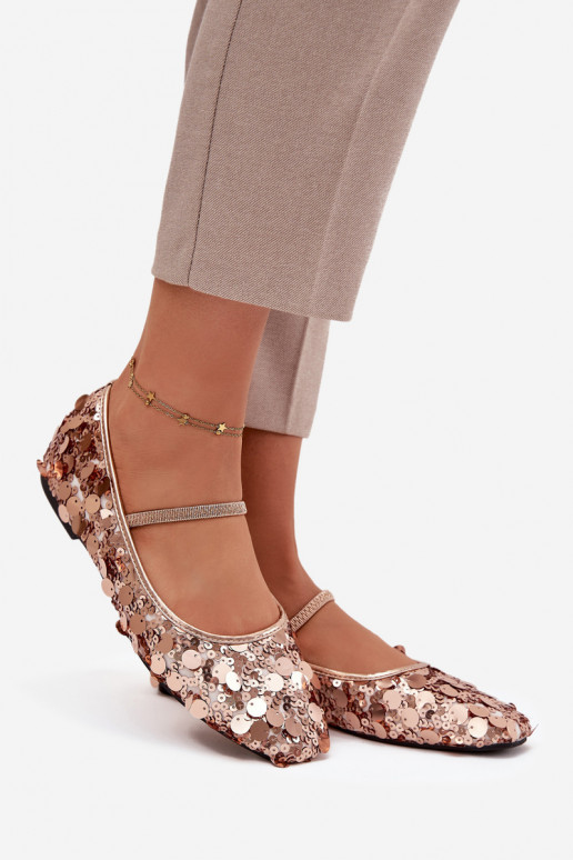 Ballerines Ozdobione Cekinami couleur rose Szampańskie Terlina