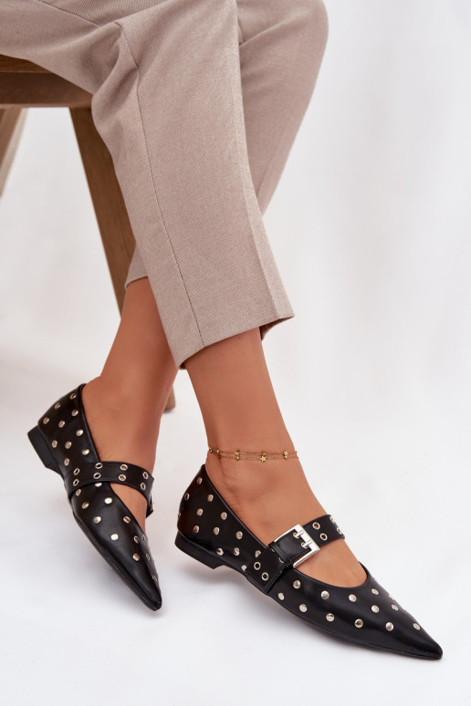 Ballerines avec des rivets I avec boucles Eko Peau couleur noire Arlenne