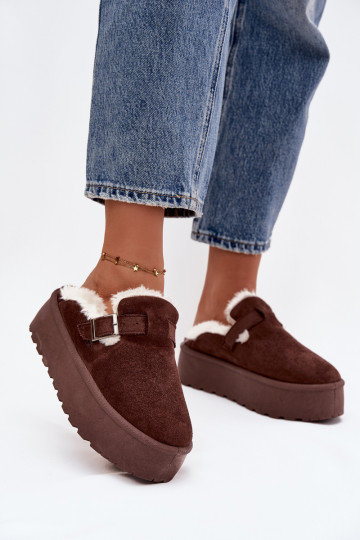 Bottes de neige chocolat pour femmes avec fourrure, boucles et plateforme Jessina