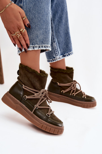 Bottes de neige Féminin avec des détails élégants couleur kaki Isalisse