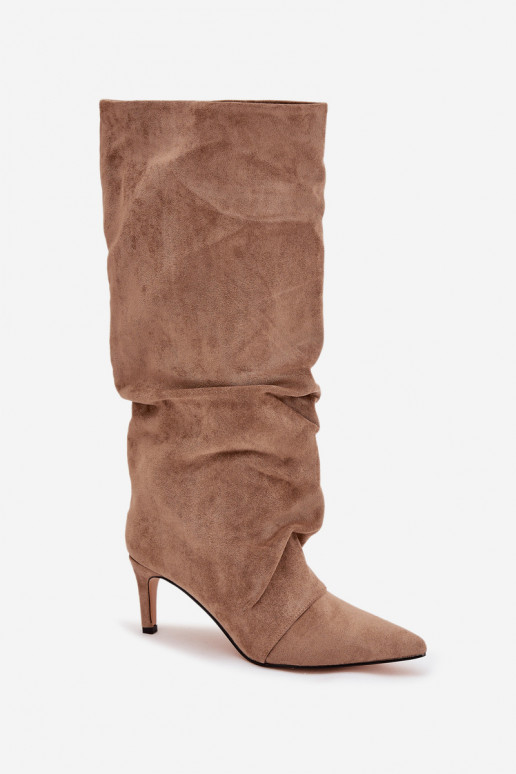 Ridé bottes avec des talons finsen daim écologiqueu réchauffer beige Il fautvella