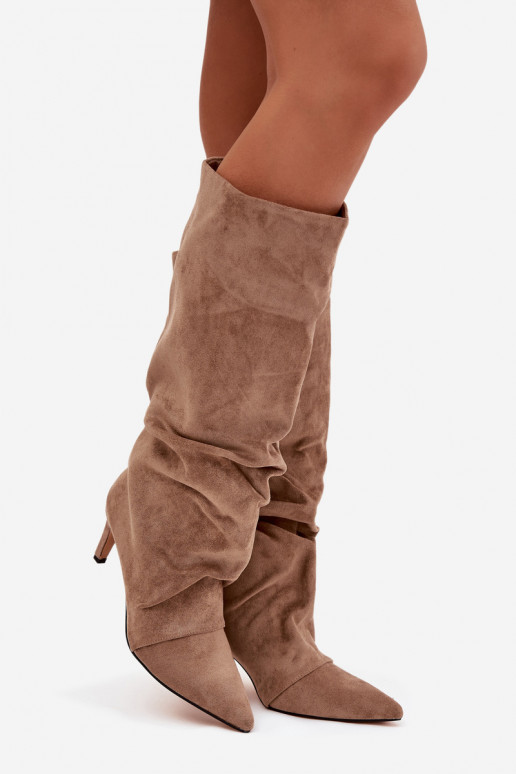 Ridé bottes avec des talons finsen daim écologiqueu réchauffer beige Il fautvella
