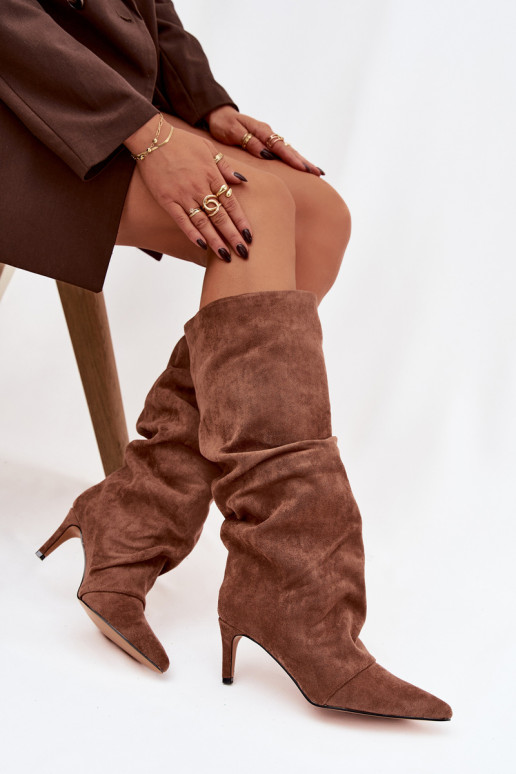 Ridé bottes avec des talons finsen daim écologiqueu réchauffer beige Il fautvella