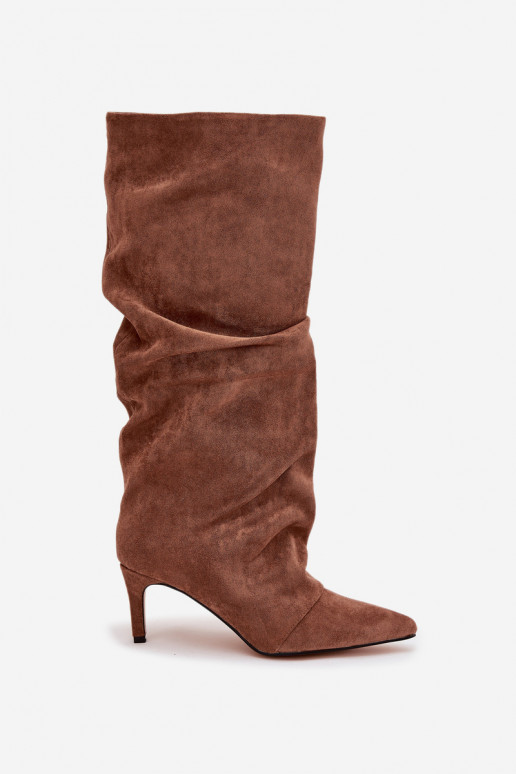 Ridé bottes avec des talons finsen daim écologiqueu réchauffer beige Il fautvella