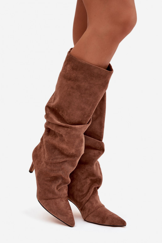 Ridé bottes avec des talons finsen daim écologiqueu réchauffer beige Il fautvella