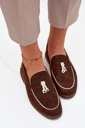 Mocassins chocolat pour femmes en simili daim DarĮen