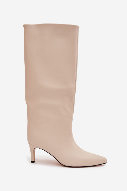 bottes pour femmes Un modèle convaincant réchauffer avec des talons fins couleur ivoire Olivienne