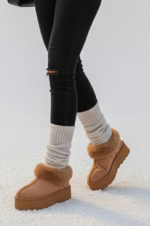 Bottes de neige marron avec fourrure...