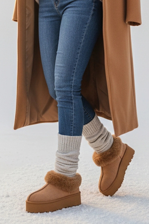 Bottes de neige marron avec fourrure...