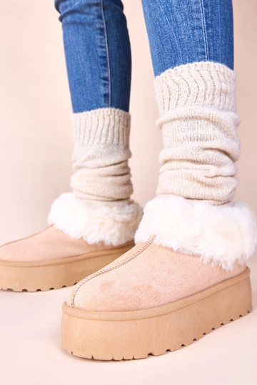 Bottes de neige couleur sable clair avec fourrure Deesi 2