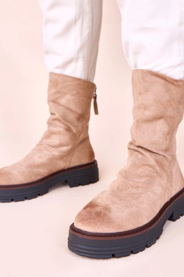Bottines couleur sable avec bout plissé Arlea 2