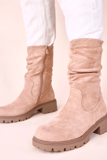 Bottines couleur sable sur plateforme avec plis Malha