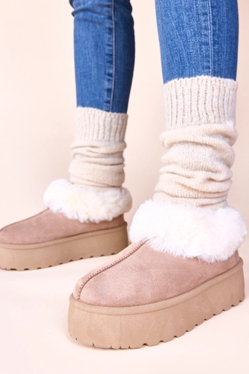 Bottes de neige couleur sable foncé avec fourrure Deesi