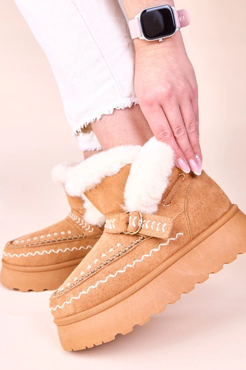Bottes de neige marron avec application décorative en broderie Ciana 2