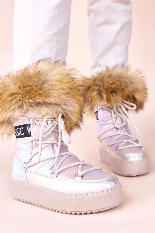 Bottes de neige argentées avec teinte...
