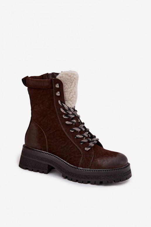 Bottines pour femmes en simili cuir couleur chocolat "Bellora"