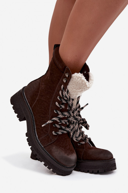 Bottines pour femmes en simili cuir couleur chocolat "Bellora"