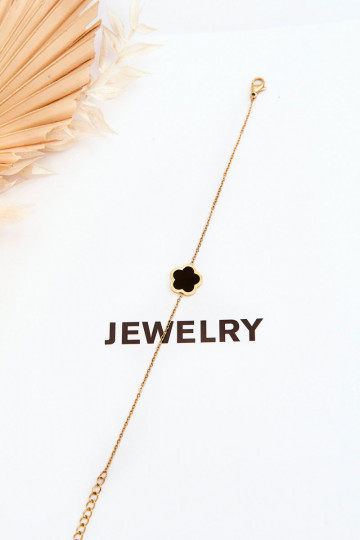 Bracelet femme avec fleur noire en or 2