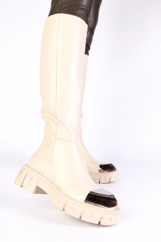 Bottes longues couleur sable avec...