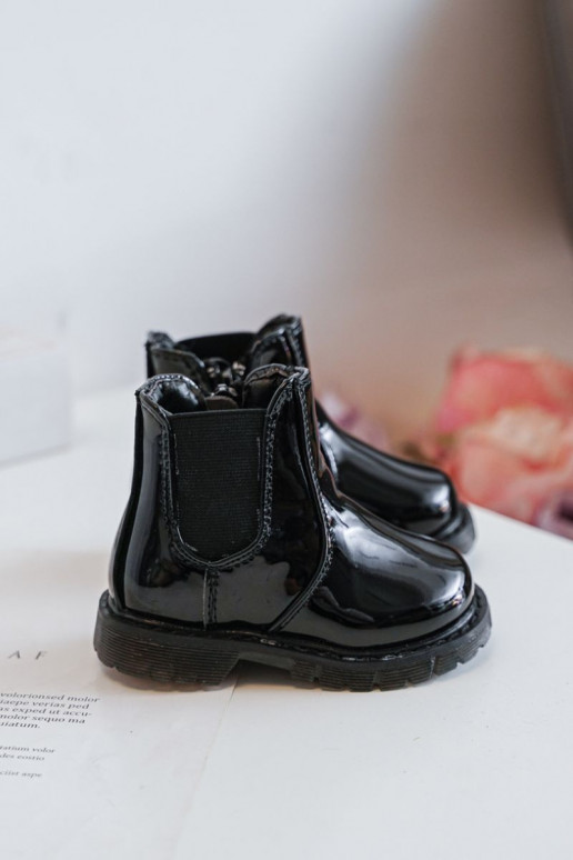 Bottes chauffantes enfant effet vernis, coloris noir Porky
