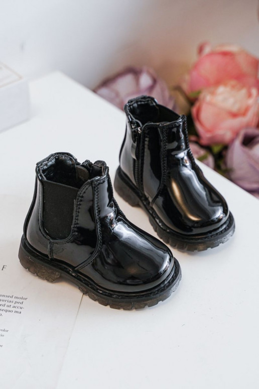 Bottes chauffantes enfant effet vernis, coloris noir Porky
