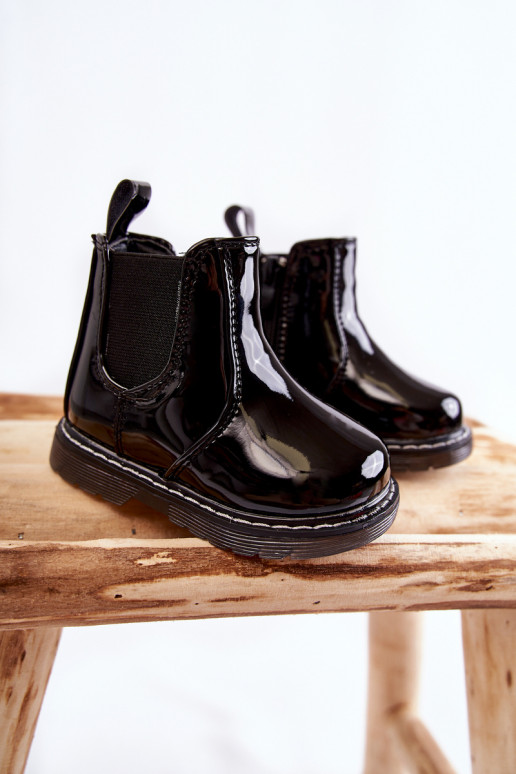 Bottes chauffantes enfant effet vernis, coloris noir Porky