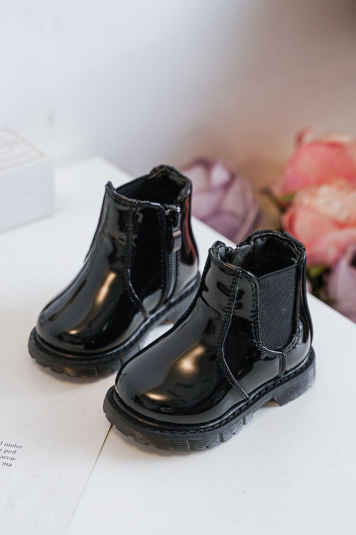 Bottes chauffantes enfant effet vernis, coloris noir Porky
