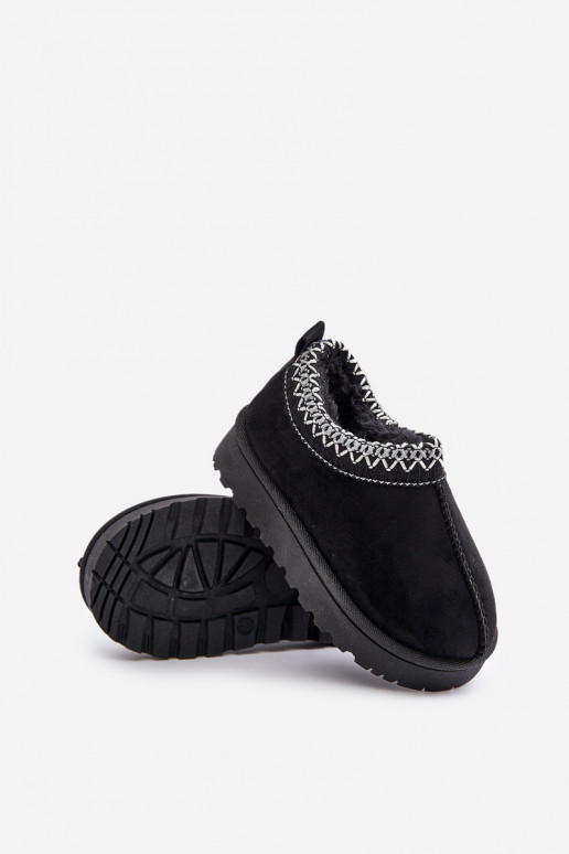 Bottes de neige pour enfants avec plateforme, isolées avec intérieur en fourrure en noir Vilabria