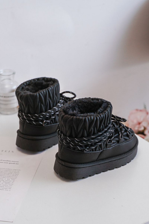 Bottes de neige enfant doublées avec fourrure intérieure de couleur noire