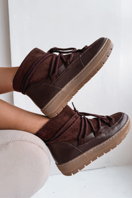 Bottes de neige pour femmes avec des détails stylés de couleur chocolat Rebekah