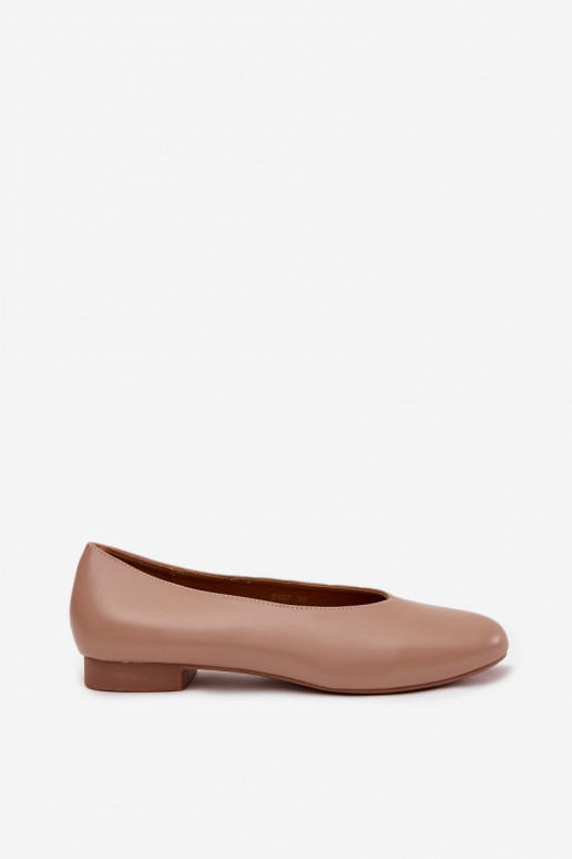 Ballerines pour femmes en simili cuir avec larges talons couleur sable Olyssia