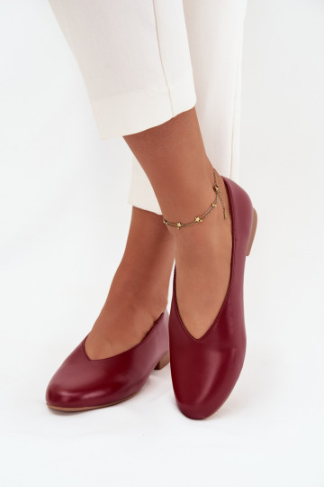 Ballerines pour femmes en éco-cuir avec talons larges de couleur bordeaux Olyssia