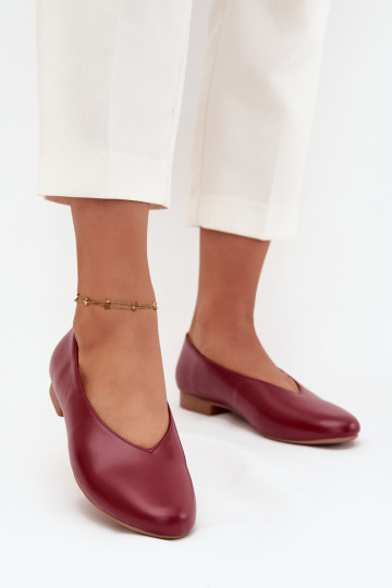 Ballerines pour femmes en éco-cuir avec talons larges de couleur bordeaux Olyssia 2