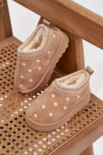 Bottes de neige Puérilavec des motifs florauxuszkami réchauffer avec de la fourrure à l intérieur beige Palina 2