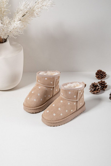 Bottes de neige Puéril Ozdobione avec des motifs florauxuszkami beige Gracina