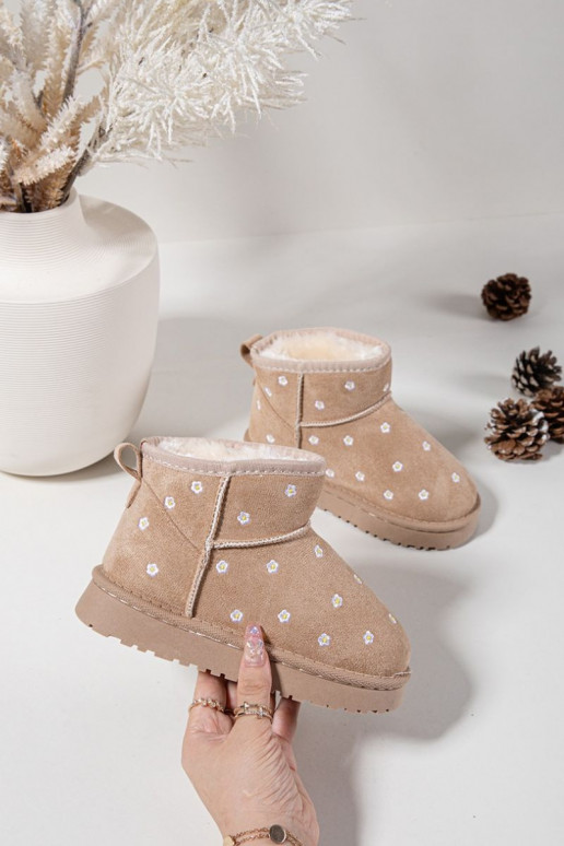 Bottes de neige Puéril Ozdobione avec des motifs florauxuszkami beige Gracina
