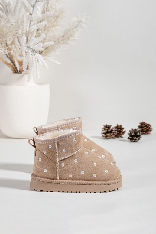 Bottes de neige Puéril Ozdobione avec des motifs florauxuszkami beige Gracina